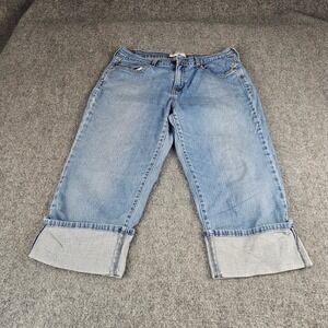 Levis 515 Bootcut Jeans Womens 12 Light Wash Denim Cropped Capri Cuffed Blue